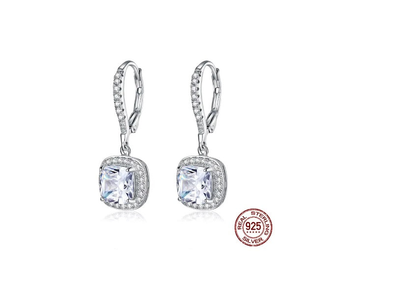 Dazzling Cubic Zircon Drop Earrings - 925 Sterling Silver Dazzling Cubic Zircon Drop Earrings - 925 Sterling Silver